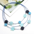 3 layers charm necklace with acrylic resin beads for women multi layered necklace